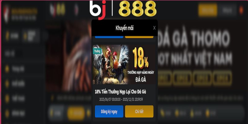 Nội dung ưu đãi 18% Tiền Thưởng Nạp Lại Cho Đá Gà là gì?